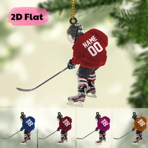 Personalized Kid Hockey Christmas Ornament, Custom Name Hockey Ornament, Hockey Ornament, Hockey Lover Gift, Kid Hockey Player Keepsake
