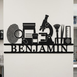 Personalized Forensic Metal Sign, Forensic Laboratory Wall Art, Custom Name Science Decor, Investigator Gift, Laboratory Metal Wall Decor