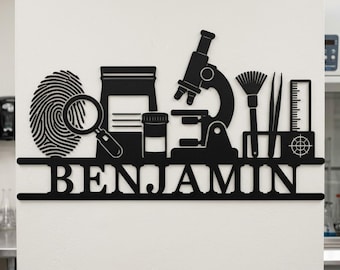 Personalized Forensic Metal Sign, Forensic Laboratory Wall Art, Custom Name Science Decor, Investigator Gift, Laboratory Metal Wall Decor