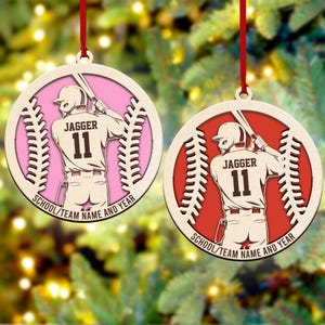 Personalized Basketball Ornament, Layered & Engraved Custom Baseball Player Ornament, Baseball Player Gift, Sports Jersey, Baseball Player