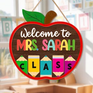 Personalized Teacher 3D Door Sign, Classroom Welcome Sign, Teacher Door Hanger, Classroom Door Hanger With Teacher Name, Teacher Door Sign