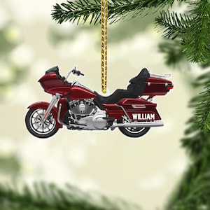 Personalized Motorcycle Acrylic 2D Flat Christmas Ornament, Motorcycle Lover Ornament, Biker Ornament Gift, Motorcycle Christmas Ornament