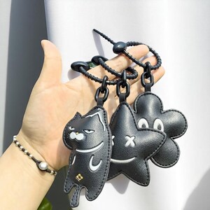 Schattige cartoon kat sleutelhanger – kunstleer hanger voor tassen en sleutels, leuk cadeau voor meisjes, portemonnee bedel accessoire