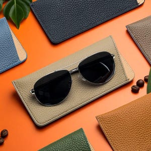 Custodia sottile per occhiali in vera pelle / Custodia per occhiali da sole unisex / Custodia morbida e sottile per occhiali / Protezione per occhiali