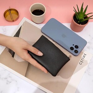 Cartera pequeña de piel sintética para mujer: tarjetero con cremallera, monedero, monedero compacto para guardar llaves.