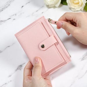 Mini portefeuille pour femme en cuir PU, petit sac à main mince avec poche pour monnaie, porte-cartes, fermeture à glissière, fermoir à moraillon
