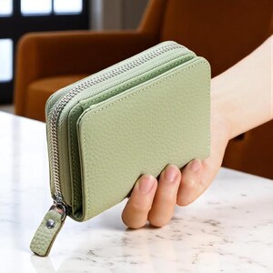 Portafoglio in pelle RFID per donna - Piccolo porta carte in pelle bovina, portamonete, pochette, portachiavi