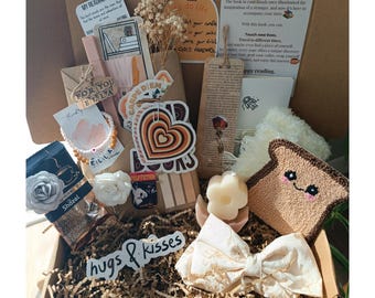 Personalized Blind Date with a Book Gift Box–Hygge Mystery Box with Handmade Accessories,Cozy Socks, High-Rated Romance Novel & More!