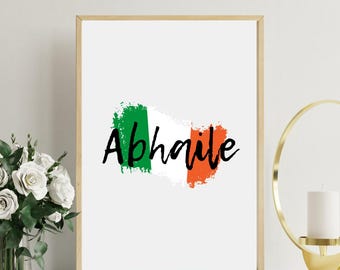 Abhaile Irish Language Printable – Irish Flag Wall Art, Gaeilge Home Decor, Digital Download, Irish Pride Gift