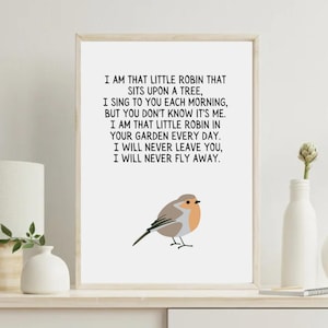 I Am That Little Robin Poem Print Version 2 | Digital Download | Memorial Bird Poem Wall Art | Sympathy Gift | Bereavement Printable