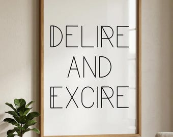 Delire and Excire アイルランドユーモアプリント – 面白いアイルランドの引用句ウォールアート、ミニマリストデジタルダウンロード、アイルランド英語ポスター