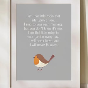 I Am That Little Robin Poem Print | Digital Download | Memorial Bird Poem Wall Art | Sympathy Gift | Bereavement Printable