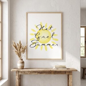 Impression estivale chaude du Gael, art du soleil aquarelle irlandais, citation cursive Gaeilge (téléchargement numérique)