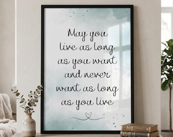 Lámina con bendición irlandesa / Frase "Que vivas muchos años" / Descarga digital de arte mural irlandés / Decoración celta para el hogar / Lámina imprimible de inspiración gaélica