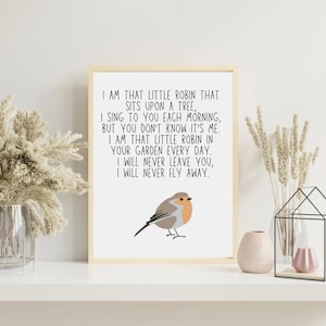 I Am That Little Robin Poem Print | Digital Download | Memorial Bird Poem Wall Art | Sympathy Gift | Bereavement Printable