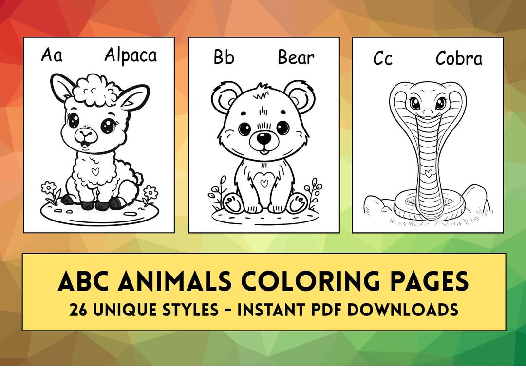 ABC Animals Coloring Pages: Learn the Alphabet (digital Download) - Etsy