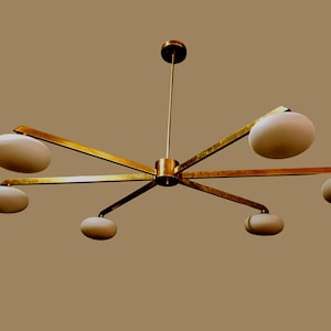 Six  Globe Raw Brass finish Ellipse Stilnovo ceiling light
