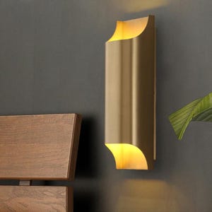 Parker Rectangular Brass Headboard Spotlights Up Down Wall Light, Sconique Sleek Linear Modern Wall Lamp Minimalist Contemporary light