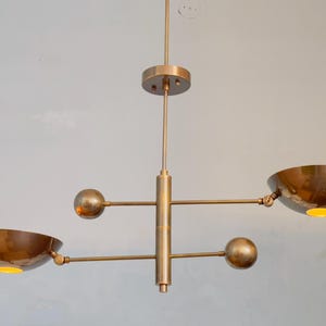 Mid Century Modern TWO sputnik light | Antique Brass Light Fixture | Stilnovo Style Modern Brass Chandelier Custom Light