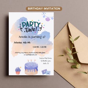 Editable Kids Birthday Invitation – Canva Template – Instant Download – Printable Party Invite for Girls & Boys