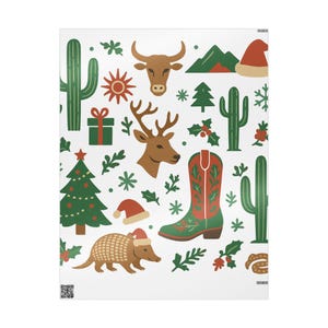 Carta da regalo natalizia da cowboy, carta da regalo per le feste, design a tema deserto occidentale