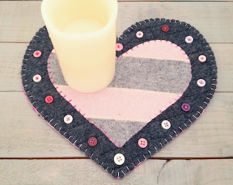 Tapete de Vela Coração - Rosa e Cinza - Dia dos Namorados