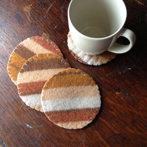 Reclaimed wool felt reversible coaster set image 1