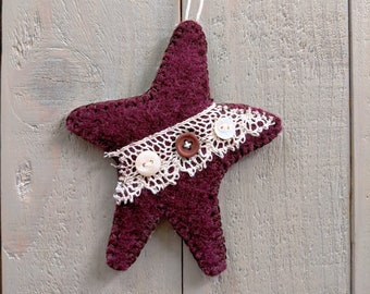 Lace and Buttons Star Ornament