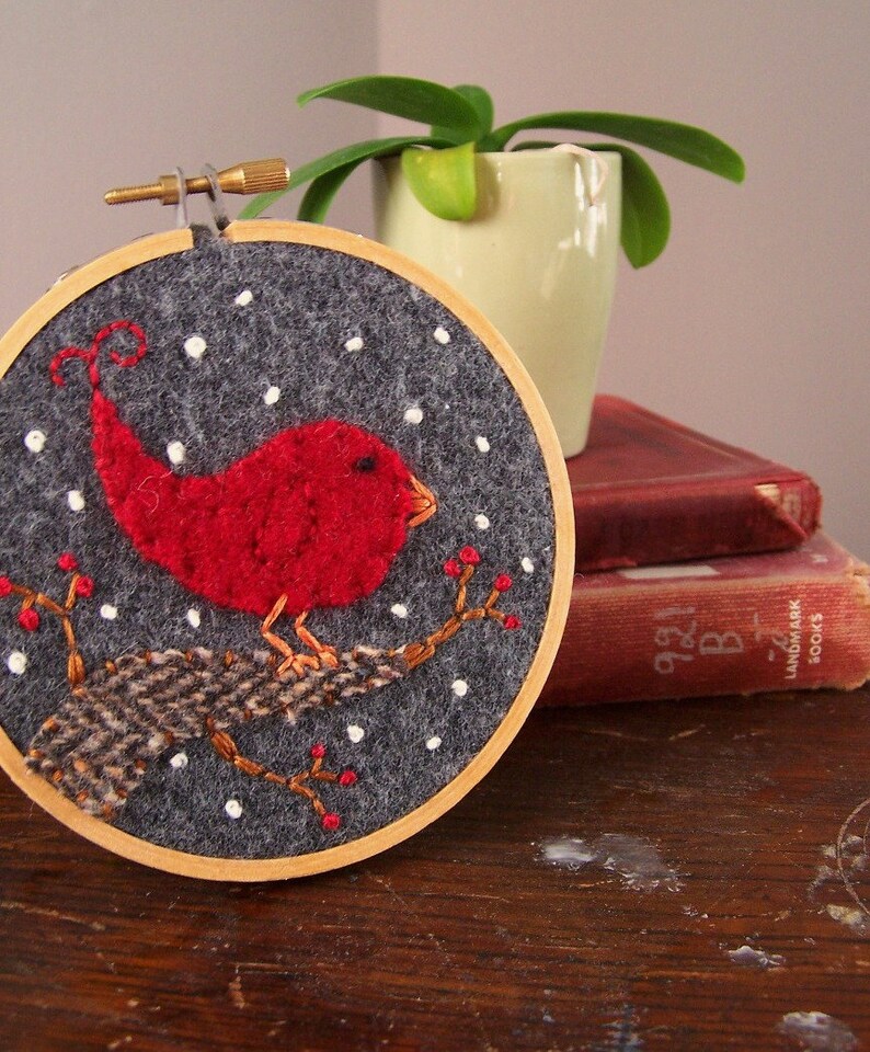 Holiday Bird Embroidery Hoop Etsy