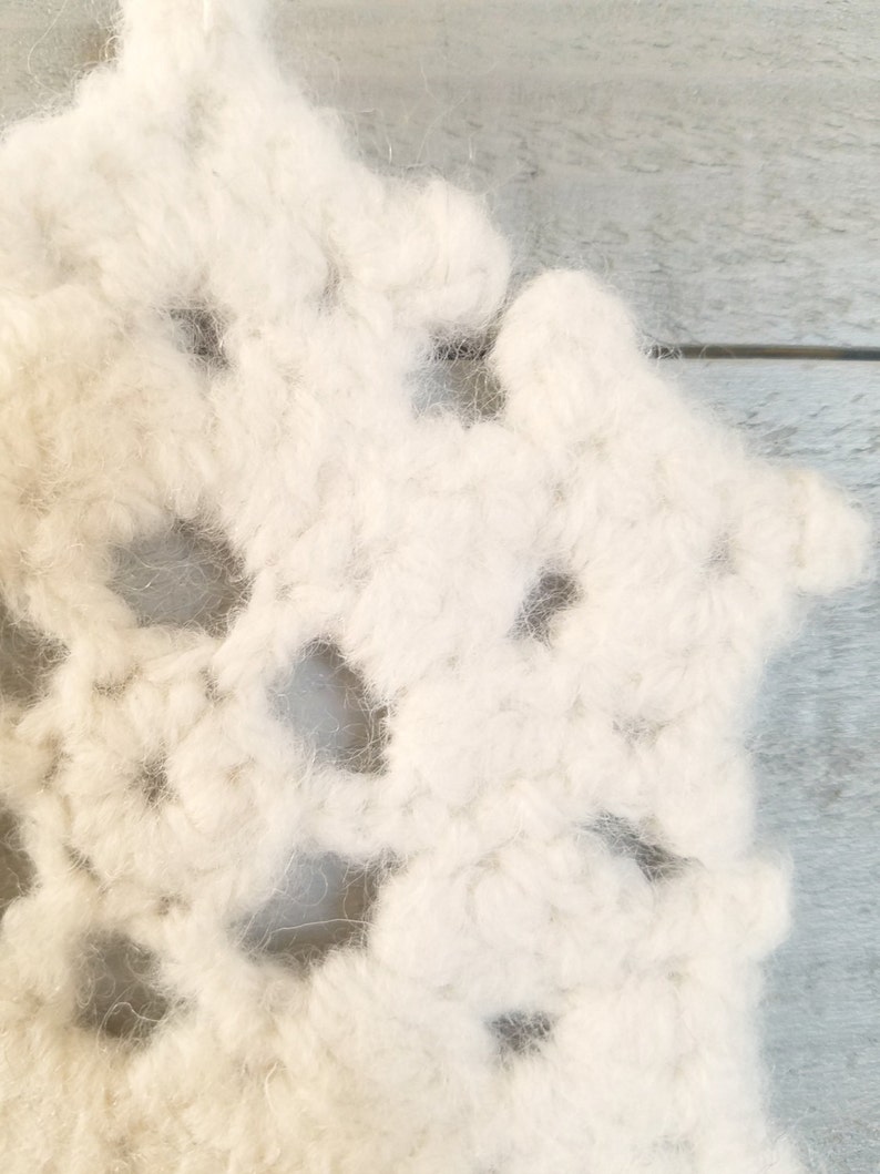 White Felted Snowflake Ornament Wool Felt Crochet