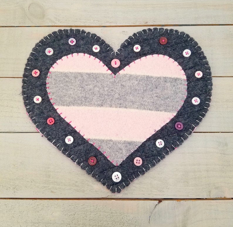 Heart Candle Mat Pink and Gray Valentines Day Etsy