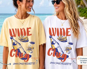 Wine Club Girls Trip Shirt,Custom Girls Weekend Tee,Coastal Beach Vacation Shirt,Personalized Girls Travel Tee,Besties Trip Vacation Gift