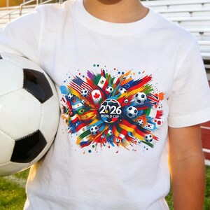 2026 Global Soccer Youth Shirt,International Flags Graphic Tee,World Football Fan Apparel,Game Day Gift for Kids,2026 Graphic Design Tee