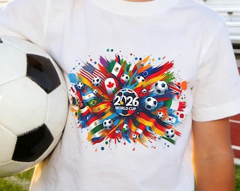 2026 Global Soccer Youth Shirt,International Flags Graphic Tee,World Football Fan Apparel,Game Day Gift for Kids,2026 Graphic Design Tee