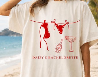 Custom Bachelorette Party Shirt,Personalized Hanging Bikini Bride Tribe Tee,Cocktail Beach Bach Shirt,Bridesmaid Party Tee,Girls Trip Gift