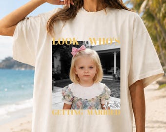 Custom Photo Bride Squad Tee,Look Who's Getting Married Shirt,Personalized Bachelorette Party Shirt,Matching Bridesmaid Girls Trip Gift