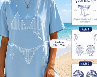 Personalized Beach Bikini Girls Trip Shirt,Custom Seashell Beach Vacation Tee,Coastal Girls Weekend Shirt,Matching Besties Trip Gift
