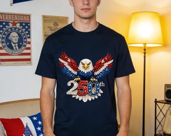 Rhinestone Style USA 250th Anniversary Bald Eagle Shirt,Patriotic US Pride Tee,1776-2026 American Freedom Apparel,Sparkle Patriotic US Tee