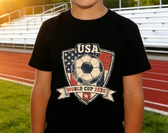 USA 2026 World Cup Soccer Shirt,Toddler Youth Vintage Shield Tee,Kids American Flag Fan Top,Sports Game Day Outfit,World Cup Gift Idea