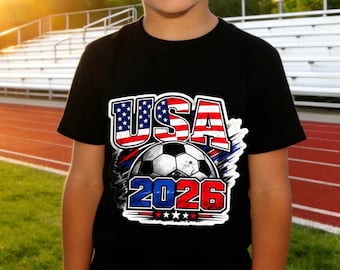 USA Soccer Fan T-Shirt 2026 World Cup Tee,American Football Game Day Shirt,Patriotic USA Soccer Apparel for Young Fans,Host Nation Fan Wear