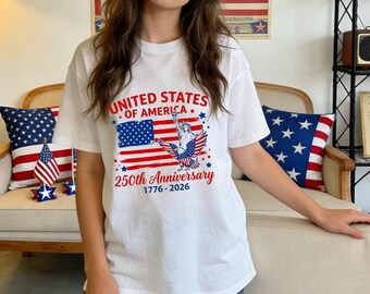 USA 250th Anniversary 1776-2026 Shirt,Patriotic American Flag Tee,Fourth of July Game Day Top, 250 Years of Freedom Patriotic Apparel