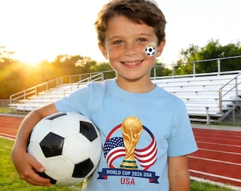 USA 2026 World Cup Shirt,Toddler Youth Soccer Fan Tee,American Flag Trophy Top,Kids Sports Game Day Outfit,Patriotic Football Support Wear