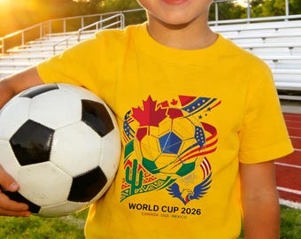 Soccer Fan Shirt,2026 World Cup USA Canada Mexico Tee,Lightweight Cotton Football Cup Apparel, Host Nation Game Day Top for All Ages