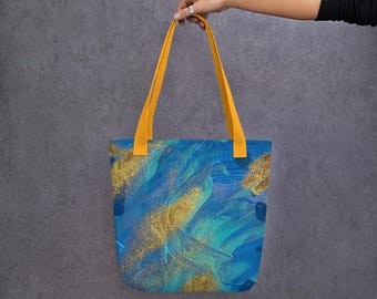 Torba na zakupy, stylowa torba materiałowa na co dzień, torba z artystycznym wzorem, wyjątkowa torba typu tote