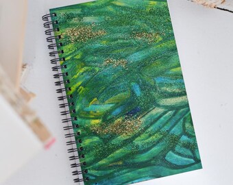 Spiral notebook A5 with art print, bullet journal notebook, self-care journal, sketchbook, 140 dotted pages