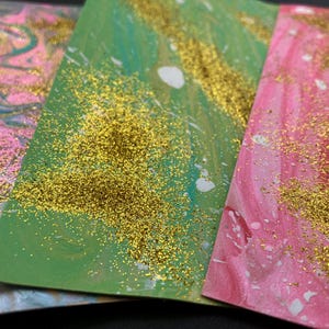 Postkarten Set Handgemacht, Last Minute Geschenk, Glitzerpost, Grußkarte Handmade, Glitzerpost A6 3er Set, Mini Kunst Paket