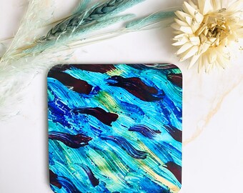 Colorful cork coasters, coasters for cups and glasses, party favors, coasters with art prints, unique abstract table decorations