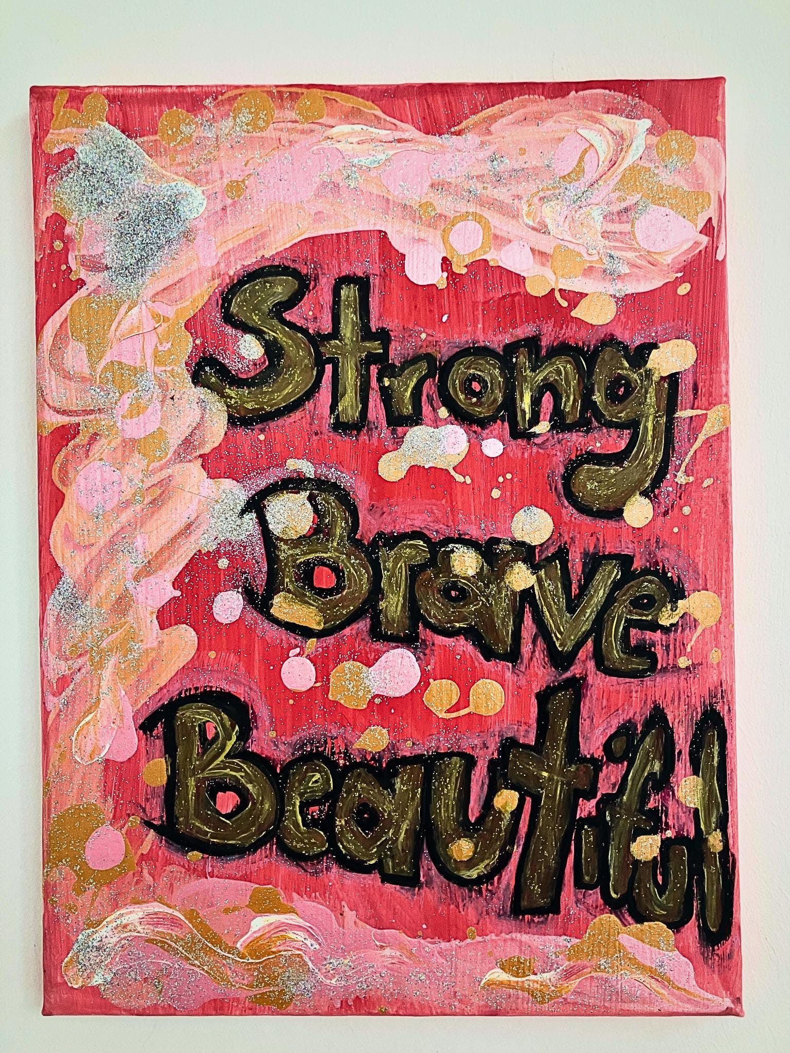 Abstract Acrylic Painting on Canvas, Pink Glitter Art \u0026 Acrylic Painting  Full of Strength, Self-love and Courage, Modern Wall Decoration in Pink and  Gold - Etsy New Zealand, image size:1536x2048