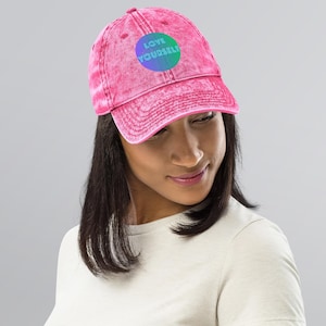 Cotton baseball cap for summer, vintage cotton corduroy cap, power cap with statement Love Yourself