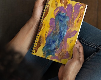 Spiral notebook A5 with art print, bullet journal notebook, self-care journal, 140 dotted pages